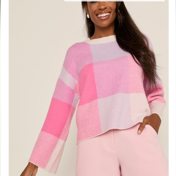 Francesca NWT pink color-block sweater - Picture 1 of 5